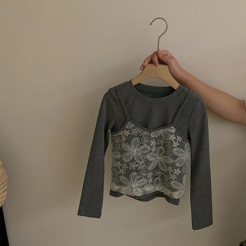 الفتيات الكورية الخريف جديد الدانتيل زهرة وهمية قطعتين أعلى 2025 منقوشة ضرطة الستار جينز غير رسمي قطعتين مجموعة الفتيات الكورية الخريف جديد الدانتيل زهرة وهمية قطعتين أعلى 2025 منقوشة ضرطة الستار جينز غير رسمي قطعتين مجموعة