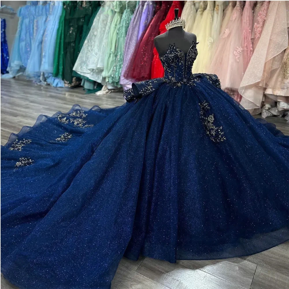 Navy Blue 2024 Ball Gowns Ruffles Ball Gown Quinceanera Dresses Sleeveless Gold Appliques Lace Corset Vestidos De 15 Años Custom
Navy Blue 2024 Ball Gowns Ruffles Ball Gown Quinceanera Dresses Sleeveless Gold Appliques Lace Corset Vestidos De 15 Años Custom