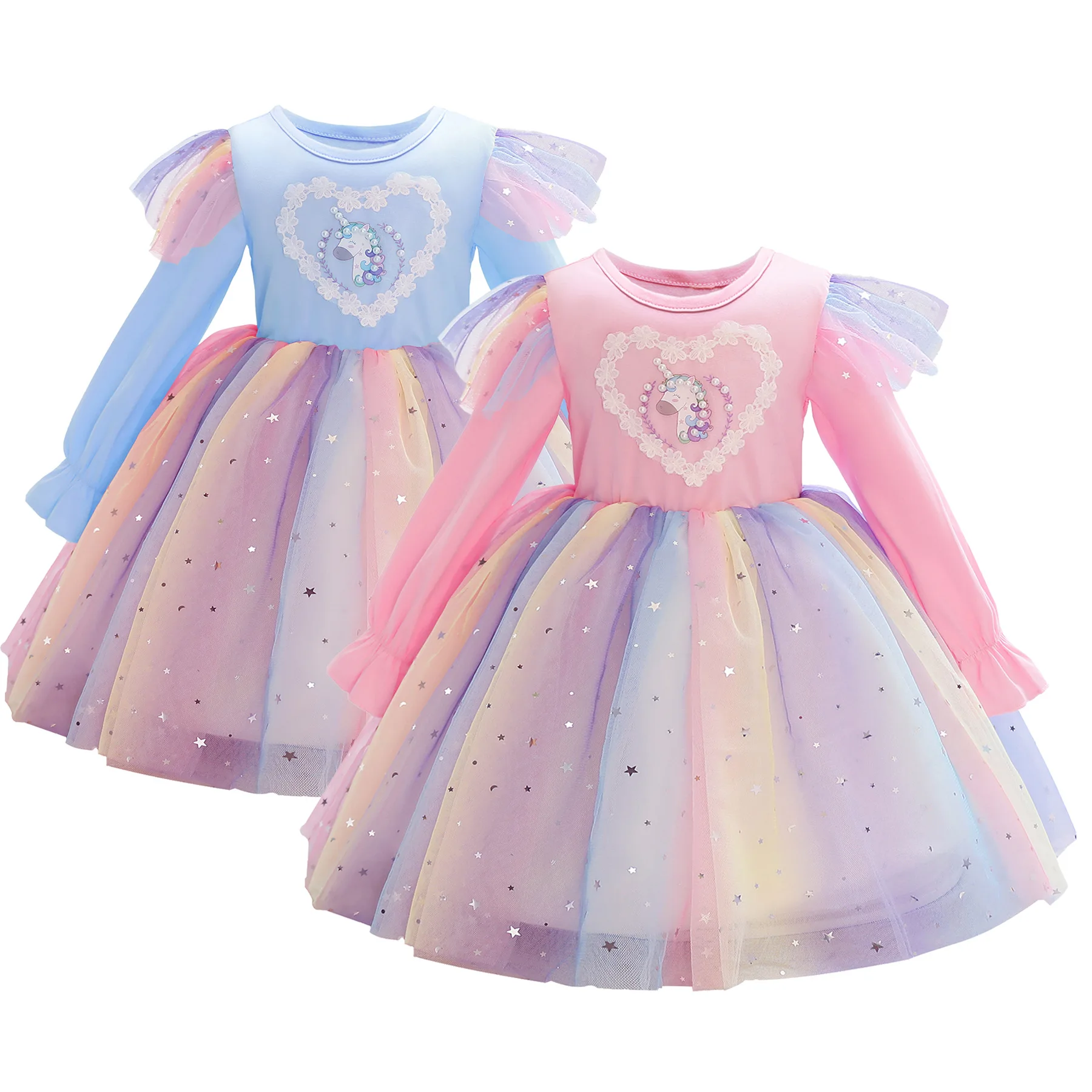 

Unicorn Dress for Girls, Long Sleeve, Princess Costume, Tutu Clothes, Fantasy Party Dress, Spring and Autumn