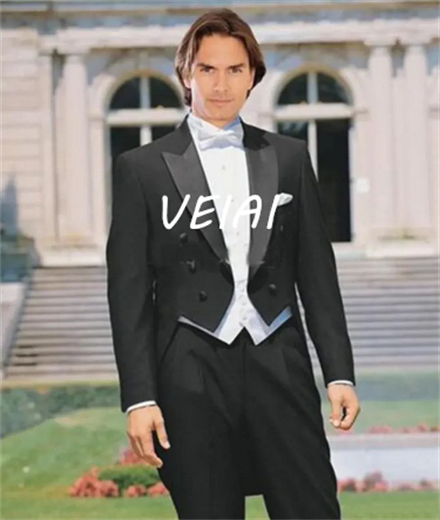 

Slim Fit Men Suit Set New Design Tailcoat Men Suits For Wedding Prom Stage (Jacket+Pants+Vest) Bridegroom Best Man Groom Tuxedos