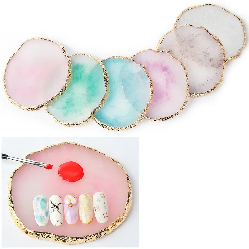 

Resin Agate Stone Nail Palette Gel Polish Pallet Mixing Drawing Paint Plate Manicure Nails Art Display Shelf Nail Accessories