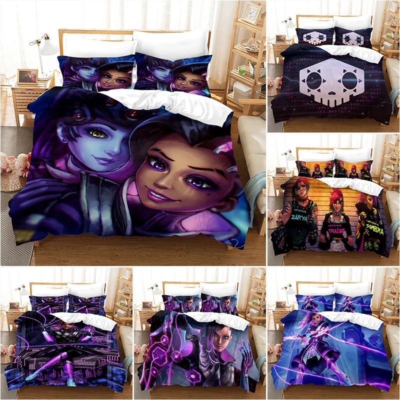 

3D Overwatch Sombra Printed Duvet Cover with Pillow Cover Bedding Set Single Double Twin Full Queen King Size Bedding Set