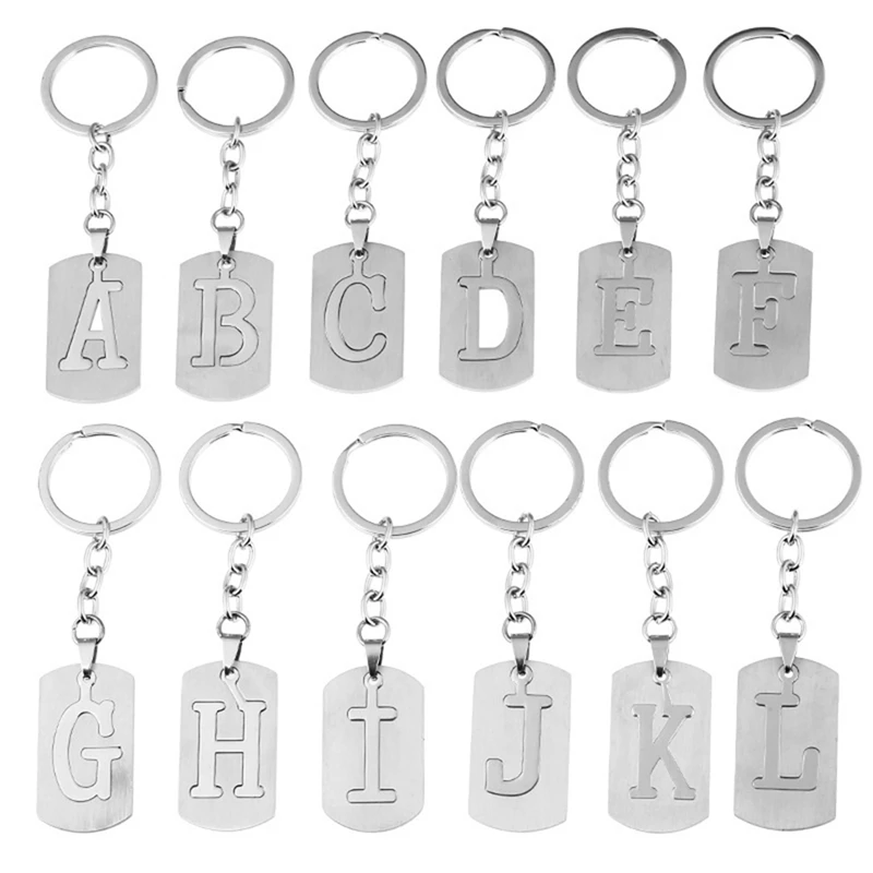 

12 шт., оригинальные буквы, брелок для ключей от A до L, оригинальные английские стандартные брелки из нержавеющей стали