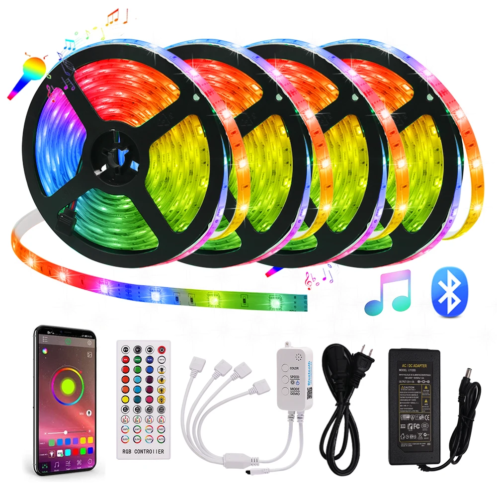 Bluetooth RGB LED Strip Light+Remote SMD5050 30Leds/m Flexible Ribbon DC12V Waterproof Music Control RGB Tape Diode 5M-50M
Bluetooth RGB LED Strip Light+Remote SMD5050 30Leds/m Flexible Ribbon DC12V Waterproof Music Control RGB Tape Diode 5M-50M