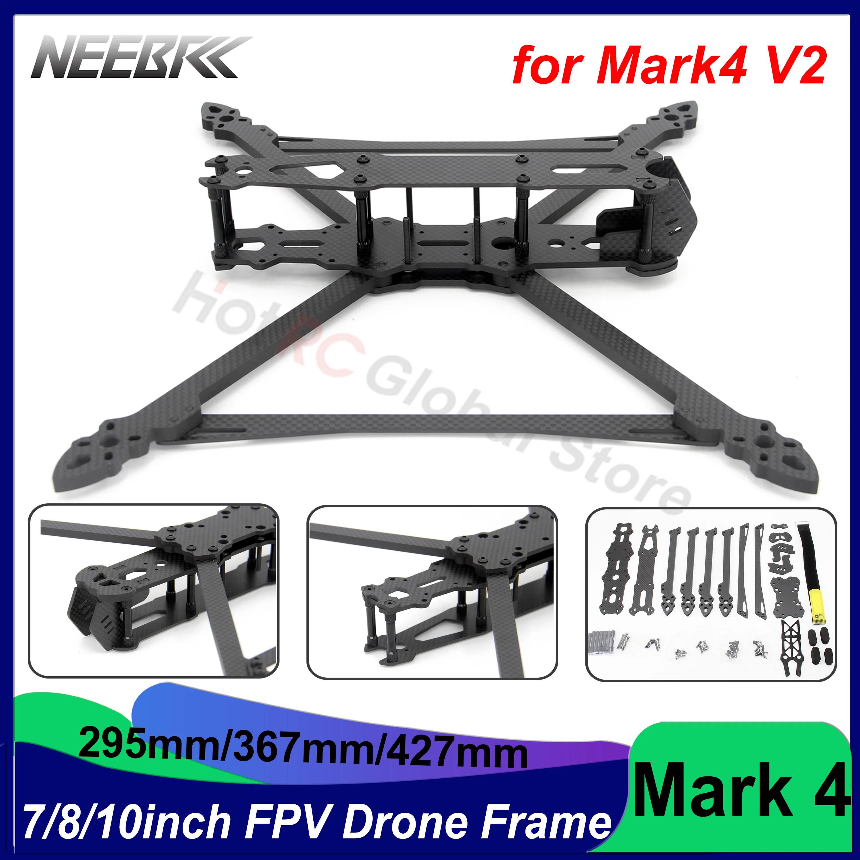 Mark4 7inch 295mm 5mm Arm Mark 4 V2 8inch 367mm 6mm Arm 10inch 427mm 7.5mm Arm FPV Racing Drone Quadcopter Freestyle Frame Kit
Mark4 7inch 295mm 5mm Arm Mark 4 V2 8inch 367mm 6mm Arm 10inch 427mm 7.5mm Arm FPV Racing Drone Quadcopter Freestyle Frame Kit