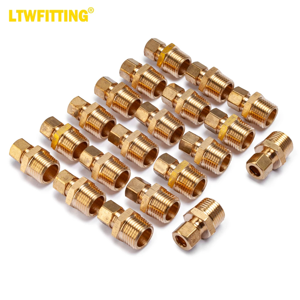 

LTWFITTING Brass 3/8-Inch OD x 1/2-Inch Male NPT Compression Connector Fitting(Pack of 20)