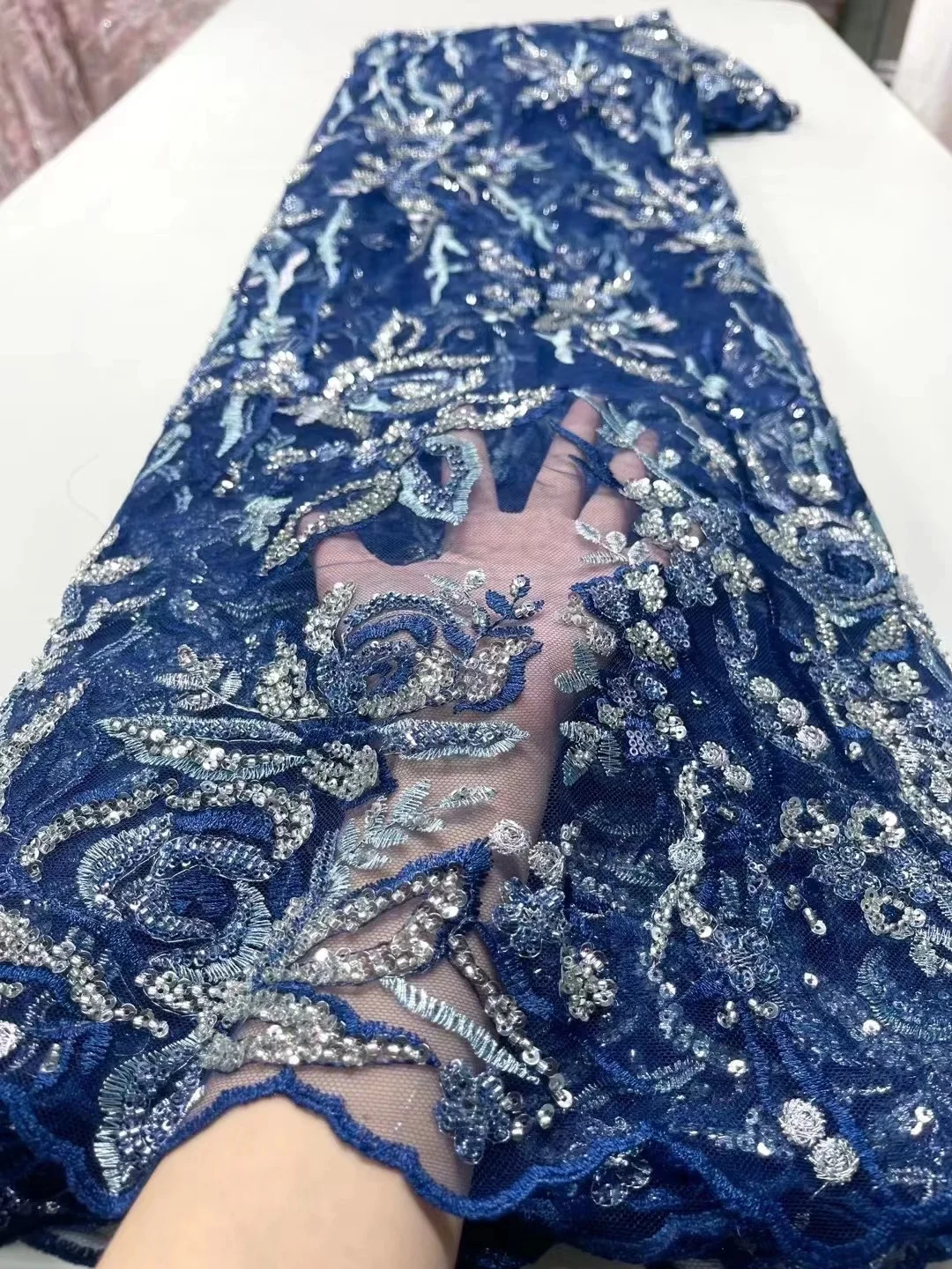 France High-End Handmade Beaded Lace Fabric Nigerian Embroidery 3D Beads With Sequins Mesh Lace Fabric For Wedding Dress
France High-End Handmade Beaded Lace Fabric Nigerian Embroidery 3D Beads With Sequins Mesh Lace Fabric For Wedding Dress