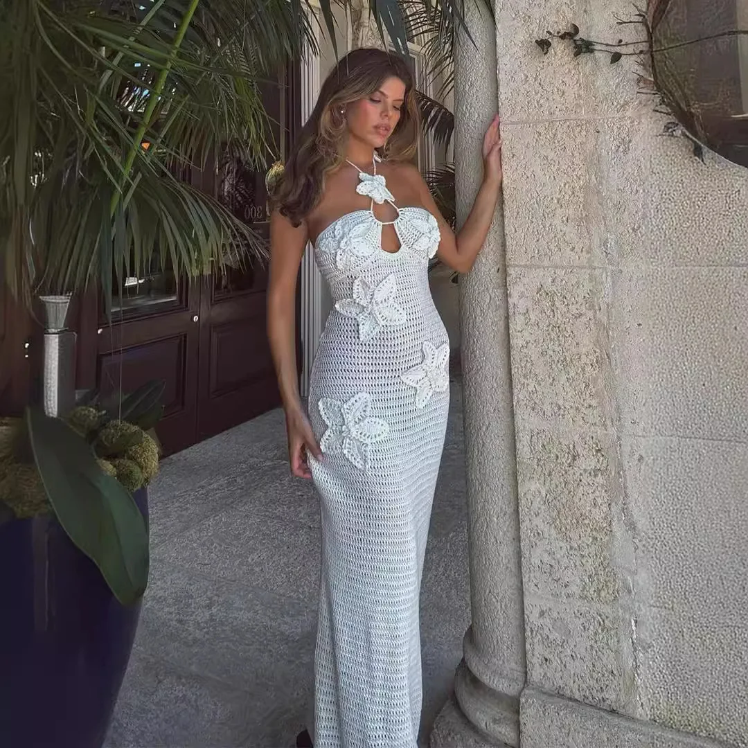 Elegant Flower Knit Dress Women Boho Hollow Out Eyelet Beach Sundress Backless Sexy Off Shoulder Halter Bodycon Crochet Outfits
Elegant Flower Knit Dress Women Boho Hollow Out Eyelet Beach Sundress Backless Sexy Off Shoulder Halter Bodycon Crochet Outfits