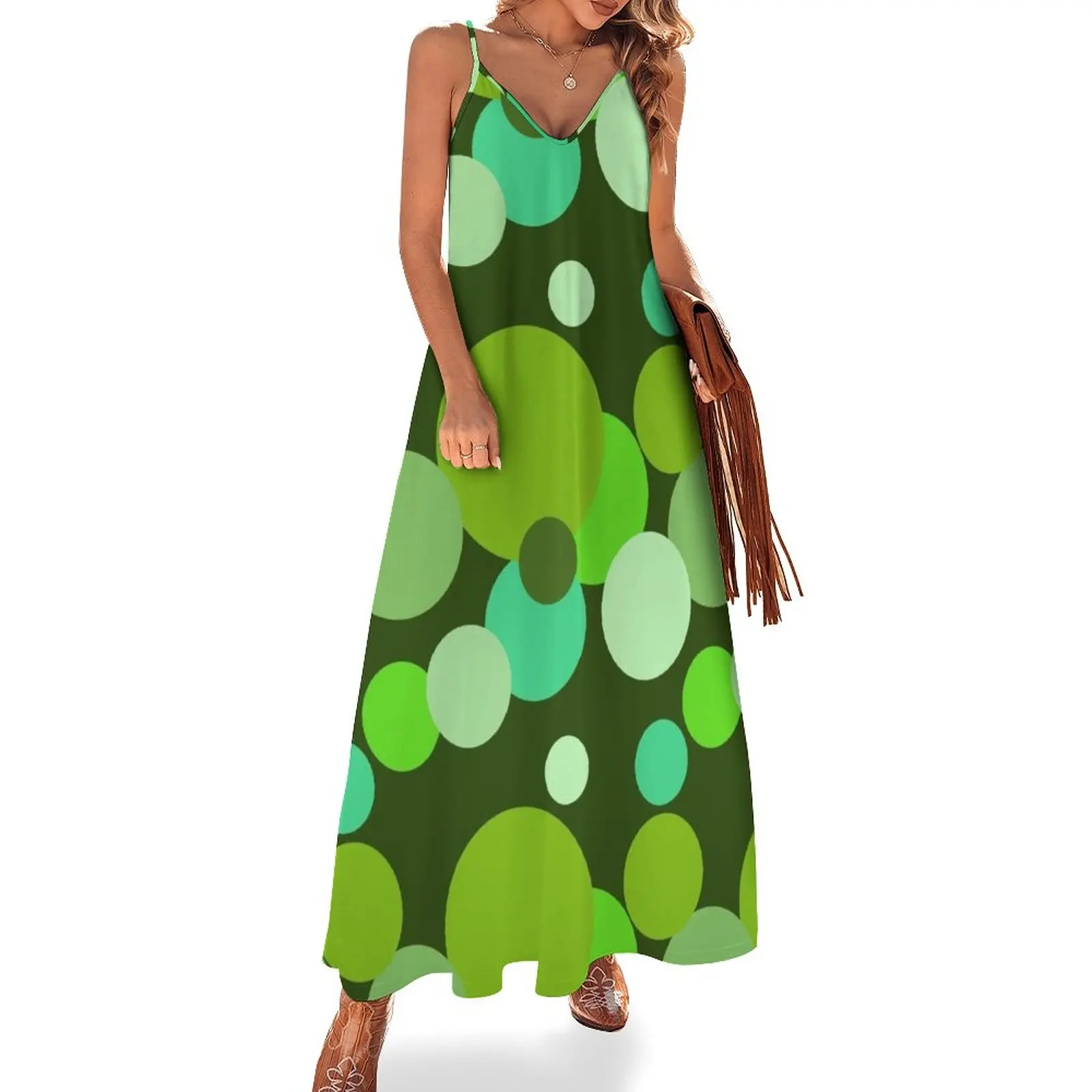 

Big 70s polka dots in green Sleeveless Dress dress summer 2023 women Women's dresses purple dress elegant dresses for women