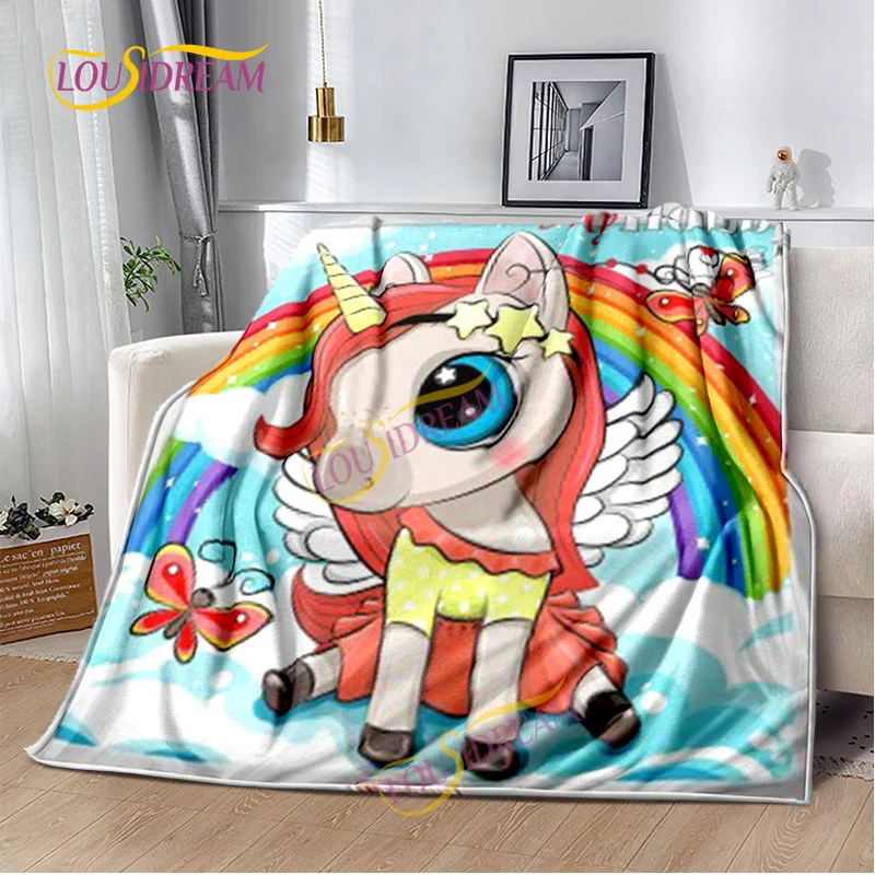 

Unicorn cartoon Washable Blanket Children's nap blanket Four Seasons Sofa Bed Warm Blanket Customizable personalized Gift.