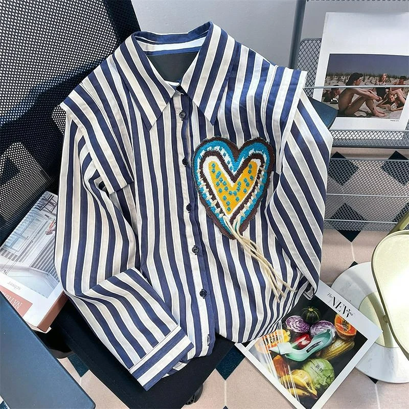 Spring Vintage Blusas Mujer De Moda 2023 Turn Down Collar Stripe Long Sleeve Blouses Embroidery Single-breasted Tassel Shirts
Spring Vintage Blusas Mujer De Moda 2023 Turn Down Collar Stripe Long Sleeve Blouses Embroidery Single-breasted Tassel Shirts
