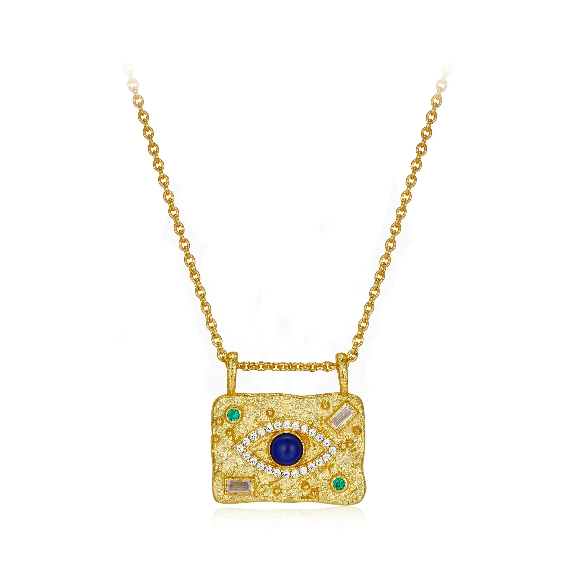 

trendy handbag natural lazurite necklace 925 silver fashion accessories high quality 18k gold plated gemstone jewelry