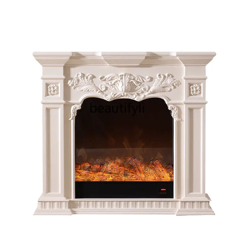 

Fireplace Curio Cabinet Solid Wood Fireplace Core Simulation Flame Living Room TV Cabinet Electric Fireplace Mantel