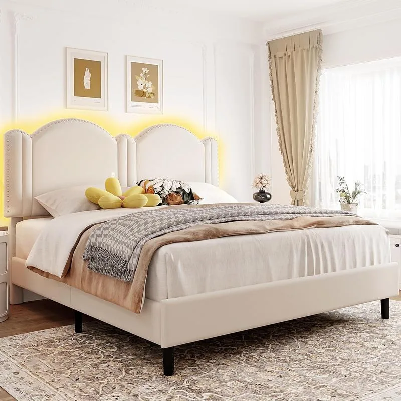【Summer Sale】RaybeeFurniture Bedframe-Twin Size LED Smart BedFrame Upholstered Velvet Twin Bed Frame with Adjustable Headboard,
【Summer Sale】RaybeeFurniture Bedframe-Twin Size LED Smart BedFrame Upholstered Velvet Twin Bed Frame with Adjustable Headboard,