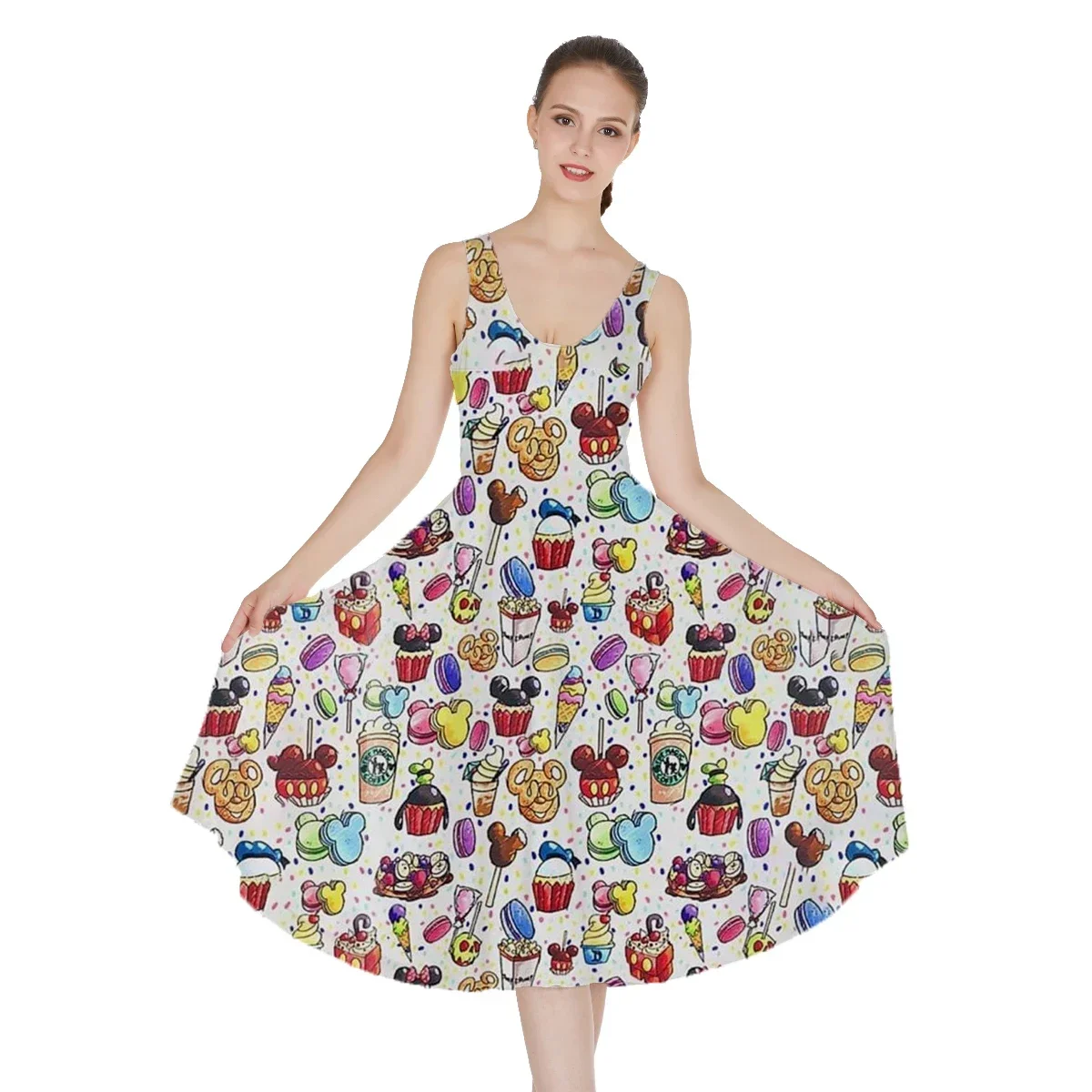 

New 2024 Mickey Sexy Dress Summer Fashion Sleeveless Sundress Casual Beach Dress Disney Dress Party Clothes Stitch Minnie Dress