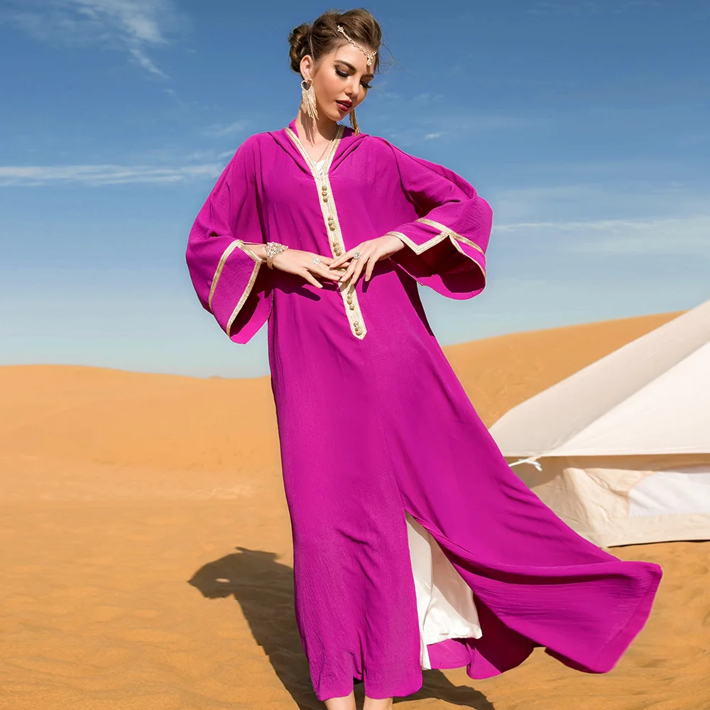 

Ramadan Eid Mubarak Kaftan Dubai Abaya Turkey Islam Muslim Arabic Long Dress Hooded Morocco Women Caftan Robe Musulmane Jalabiya