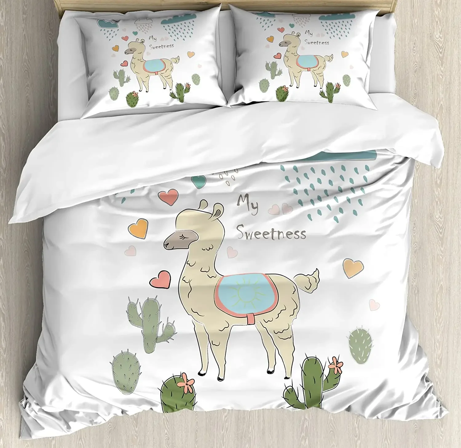 Llama Bedding Set Comforter Duvet Cover Pillow Shams Cute Abstract Alpaca in the Rain with Cactuses Bedding Cover Double Bed Set
Llama Bedding Set Comforter Duvet Cover Pillow Shams Cute Abstract Alpaca in the Rain with Cactuses Bedding Cover Double Bed Set