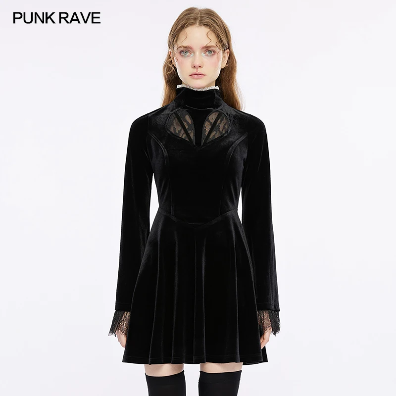 

PUNK RAVE Women's Punk Daily Techwear Front Zippered Tube Dress with Adjustable Back Cross Wide Shoulder Straps Club Small