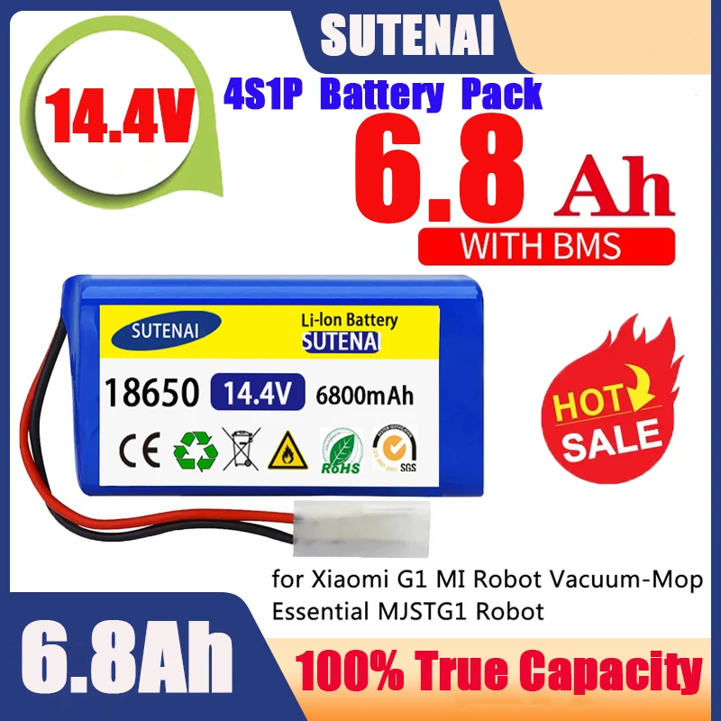 18650 battery pack 14.4V 6800mAh lithium ion battery, suitable for Xiaomi G1 Mi Essential MJSTG1 robot vacuum cleaner,
18650 battery pack 14.4V 6800mAh lithium ion battery, suitable for Xiaomi G1 Mi Essential MJSTG1 robot vacuum cleaner,