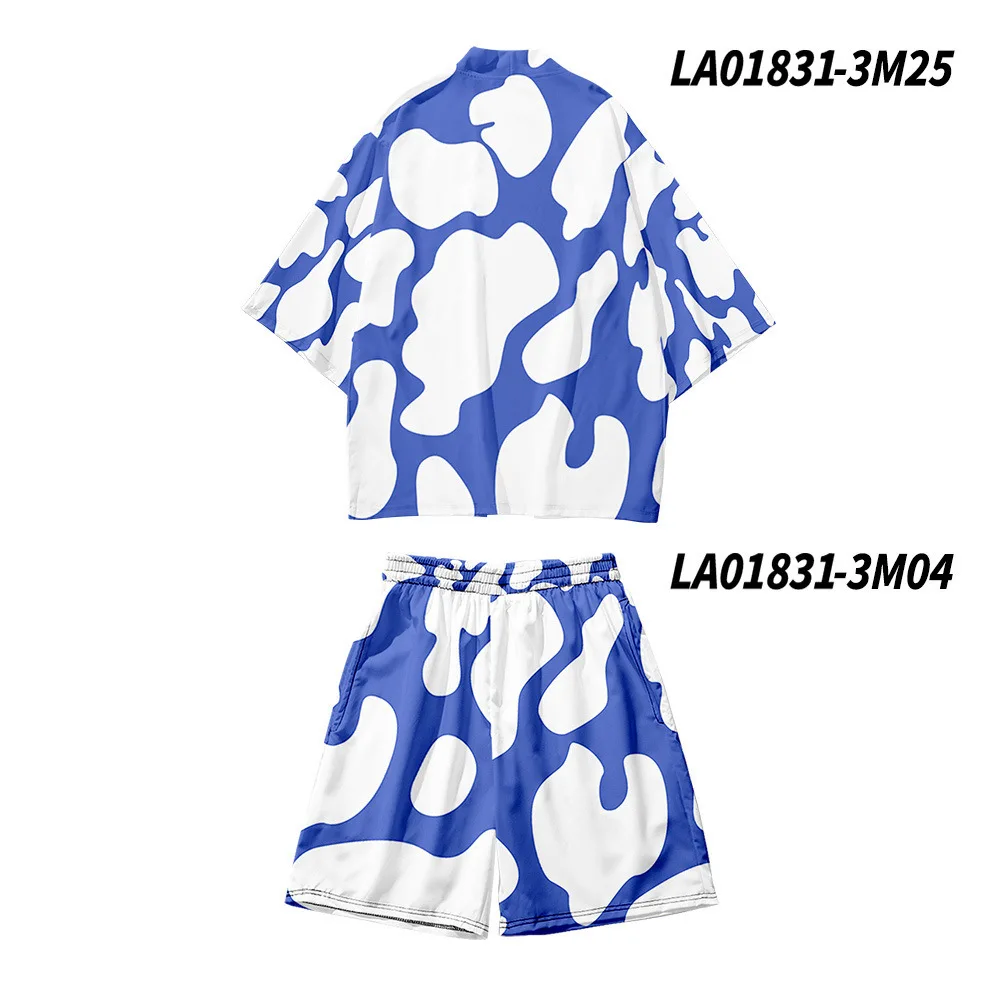 Костюм-кимоно мужской из 2 предметов, шелковая пижама с принтом, повседневный свободный халат и шорты, домашняя одежда, весна-лето 
Костюм-кимоно мужской из 2 предметов, шелковая пижама с принтом, повседневный свободный халат и шорты, домашняя одежда, весна-лето