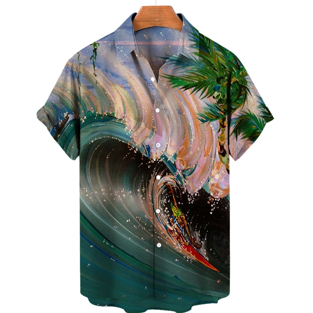 

Summer Shirt Hawaiian Shirts For Men Beach Vacation Short Sleeve Tops Casual Men's Blouse Fashion Camisas De Hombre Clothing XL