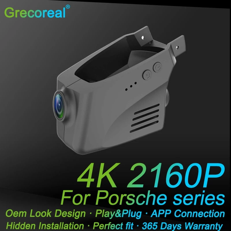 

Grecoreal Dash Cam 4K Wifi Dashcam Front Dash Camera Plug Play Car Dvr for Porsche Cayenne Panamera Macan Taycan Cayman 911 718