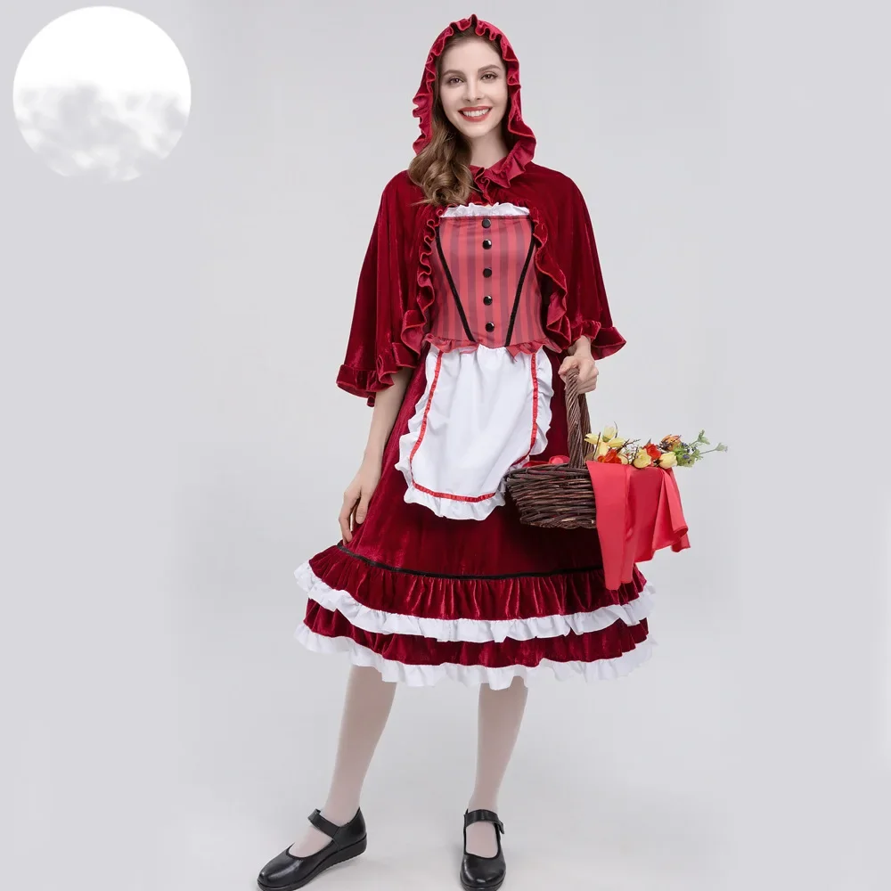 

Little Red Riding Hood Costume Adult Cosplay Dress Party Nightclub Cosplay Costume maid Costume Long Dress Cloak