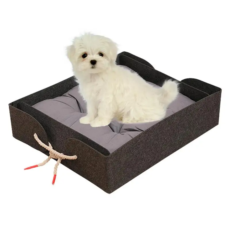 

Cat Bed Rectangle Foldable All Weather Medium Pet Bed Bolster Tough Puppy Bed With Removable Cushion Cat Sleeping accessories