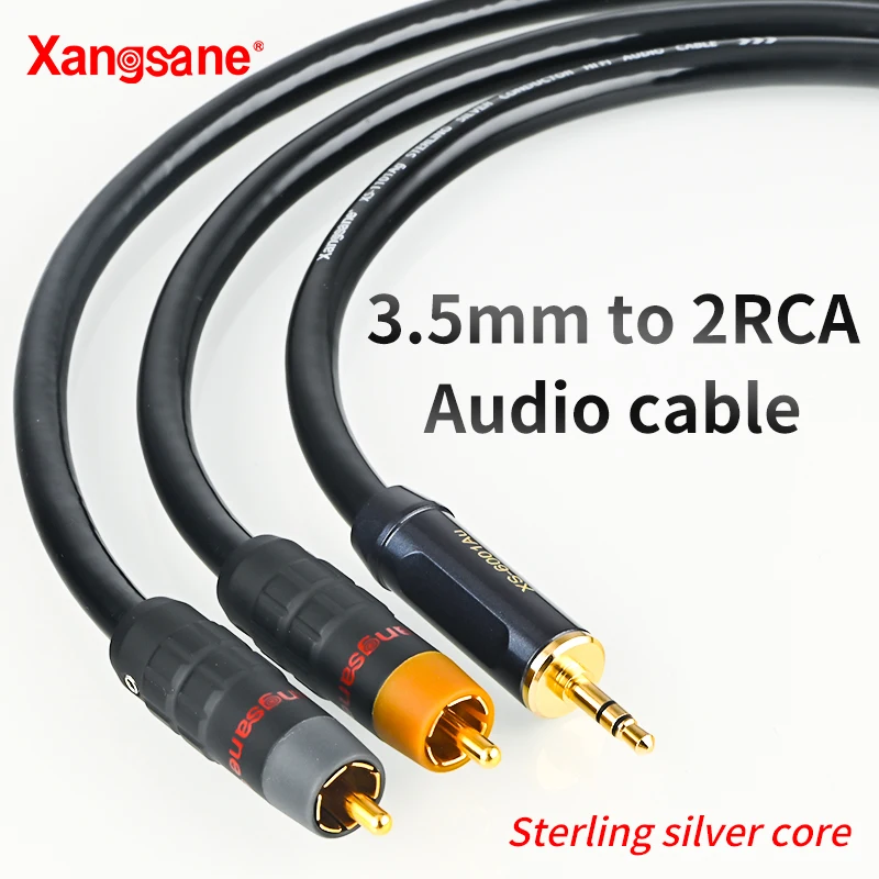 

Xangsane 99.99% Sterling Silver 3.5mm to 2RCA Audio Cable 3.5 Jack to RCA Splitter Amplifier DVD Phone Computer Adapter Cable