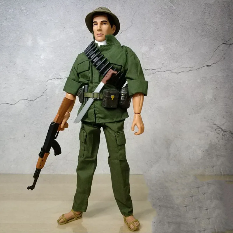 

Collection 1/6 Scale Vietnamese Soldiers Action Figures Doll with Green Clothes Hat Gun Model for 12in Male Soldier Scene Toys