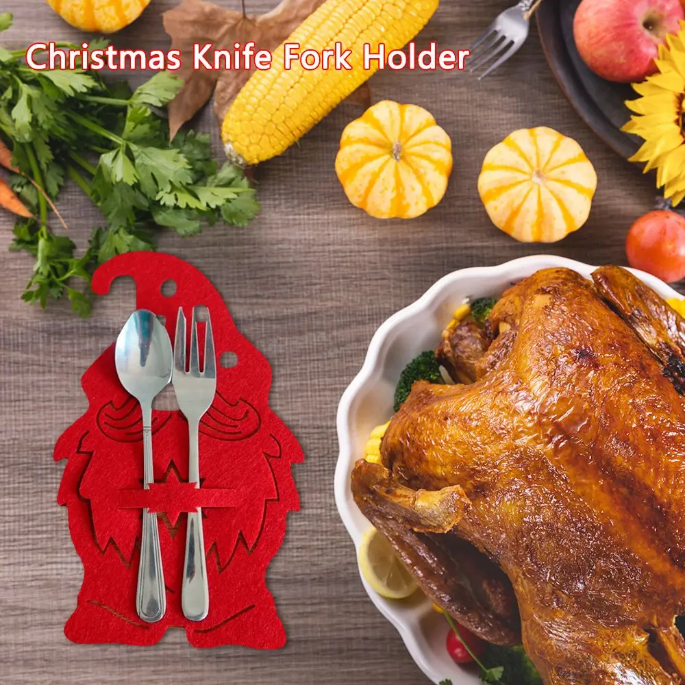

fabric Cutlery Pocket Xmas Tree Santa Claus Cutlery Bag Table Decorations Christmas Knife Fork Holder Tableware Organizer