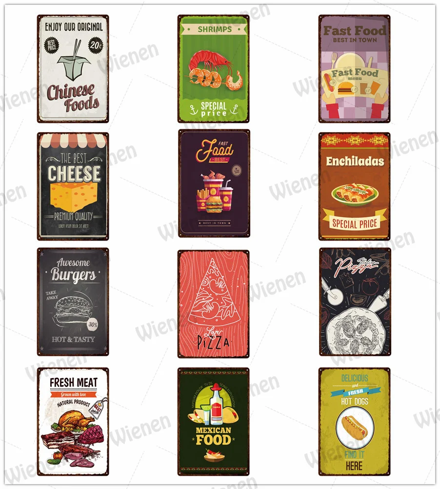 Fast Food Metal Tin Sign Vintage Pizza Burger Metal Restaurant Cafe Shop Wall Decorative Poster Retro Club Pub Bar Metal Plaque
Fast Food Metal Tin Sign Vintage Pizza Burger Metal Restaurant Cafe Shop Wall Decorative Poster Retro Club Pub Bar Metal Plaque