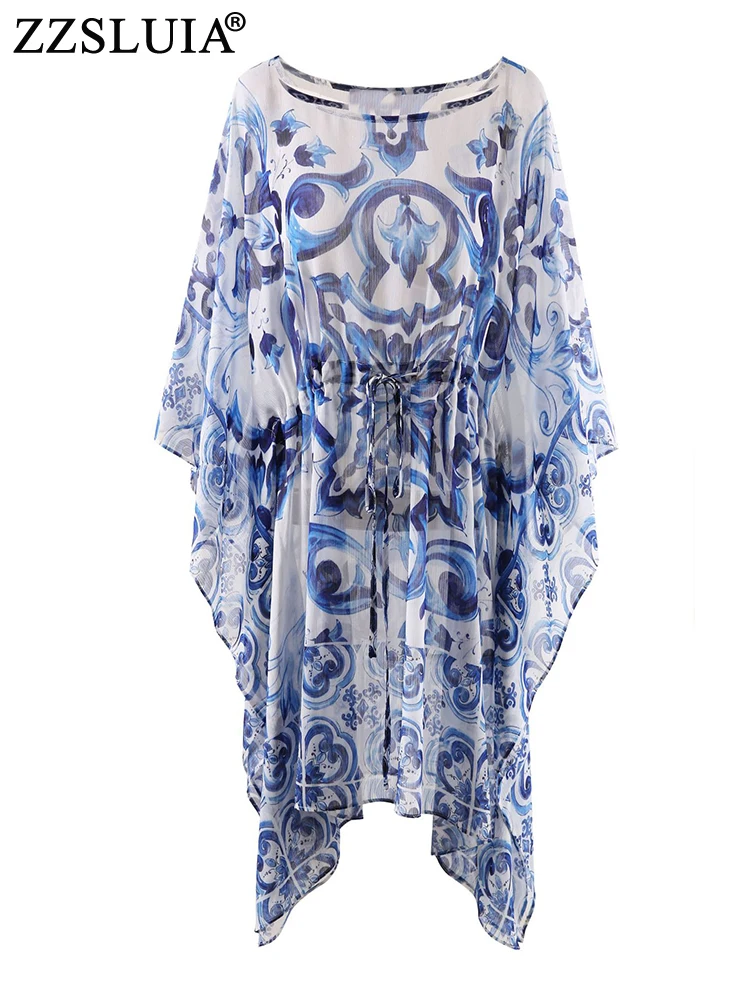 ZZSLUIA Elegant Dresses For Women Blue And White Porcelain Printed Draw String Designer Loose Dress Fashion Irregular Dresses
ZZSLUIA Elegant Dresses For Women Blue And White Porcelain Printed Draw String Designer Loose Dress Fashion Irregular Dresses