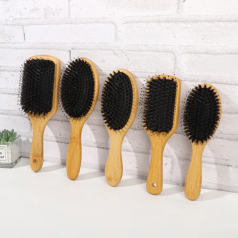 

Boar Bristle Hair Brush Women Wood Bamboo Hair Brush Professional Curly Airbag Scalp Brush Comb For Hair Beauty Care Salon Tools