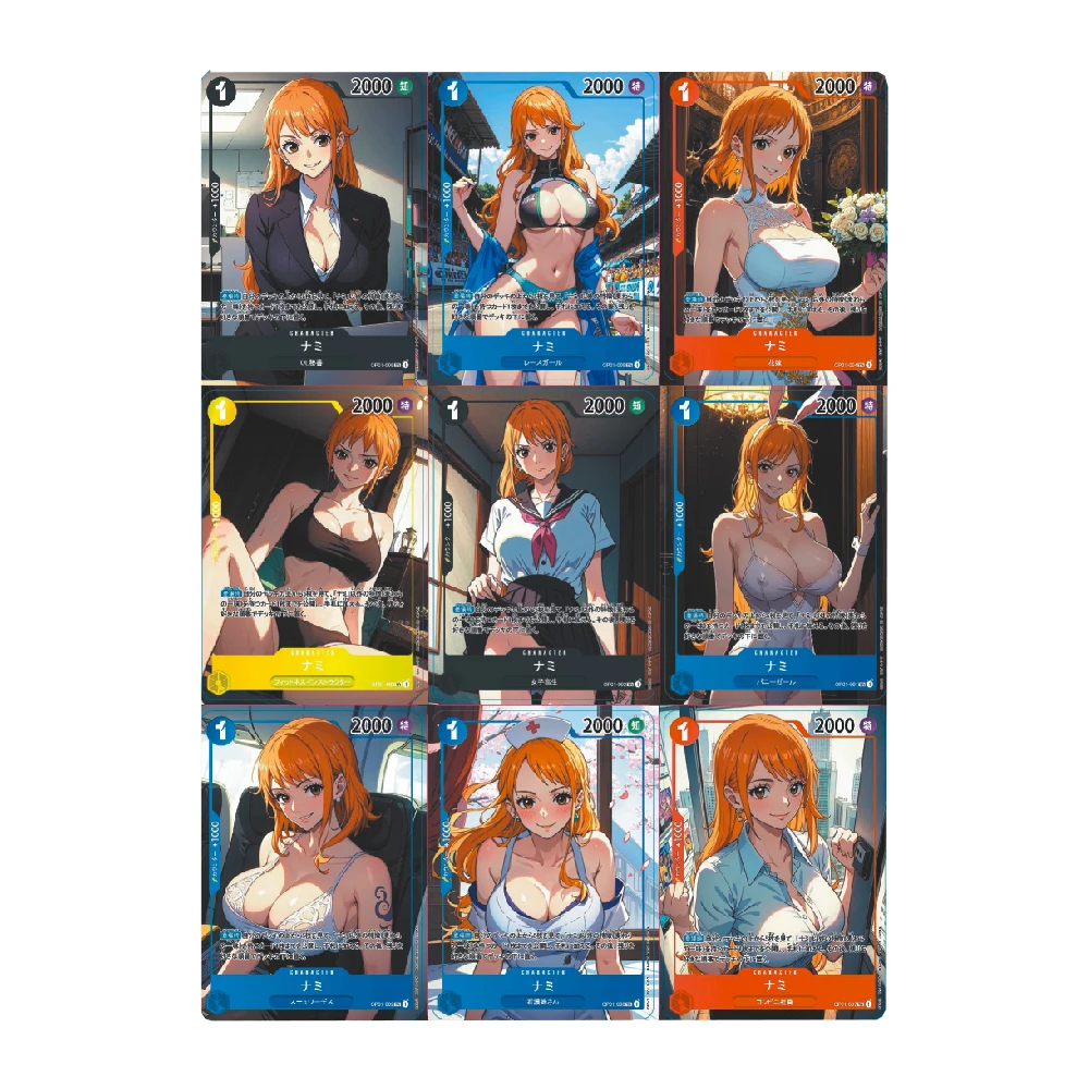 9Pcs/set Diy Self Made One Piece Nami Cross-Dressing Collection Card Kawaii Uniform Nami Classic Anime Card Toys Gifts
9Pcs/set Diy Self Made One Piece Nami Cross-Dressing Collection Card Kawaii Uniform Nami Classic Anime Card Toys Gifts
