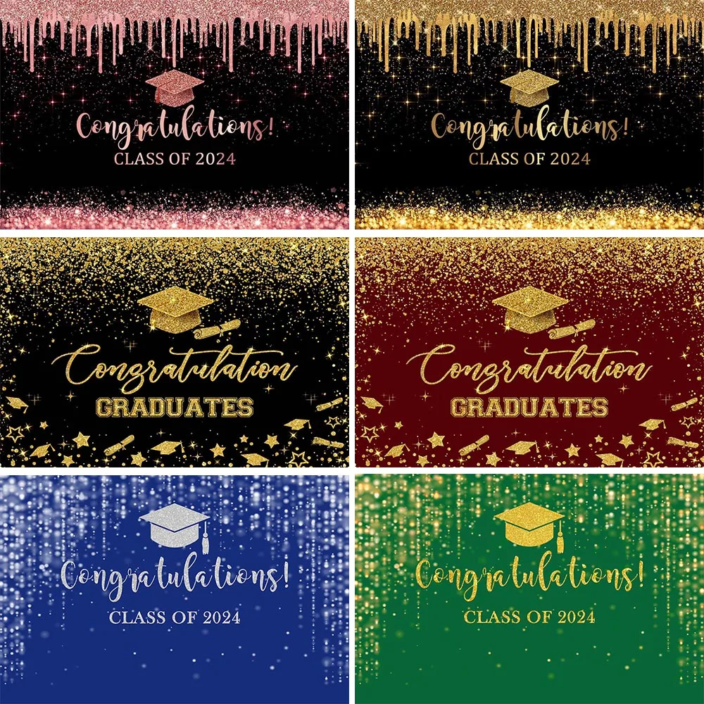 

Mocsicka Class of 2024 Graduation Background Congratulations Graduates Party Decor Backdrop Banner Studio Photocall Props Custom