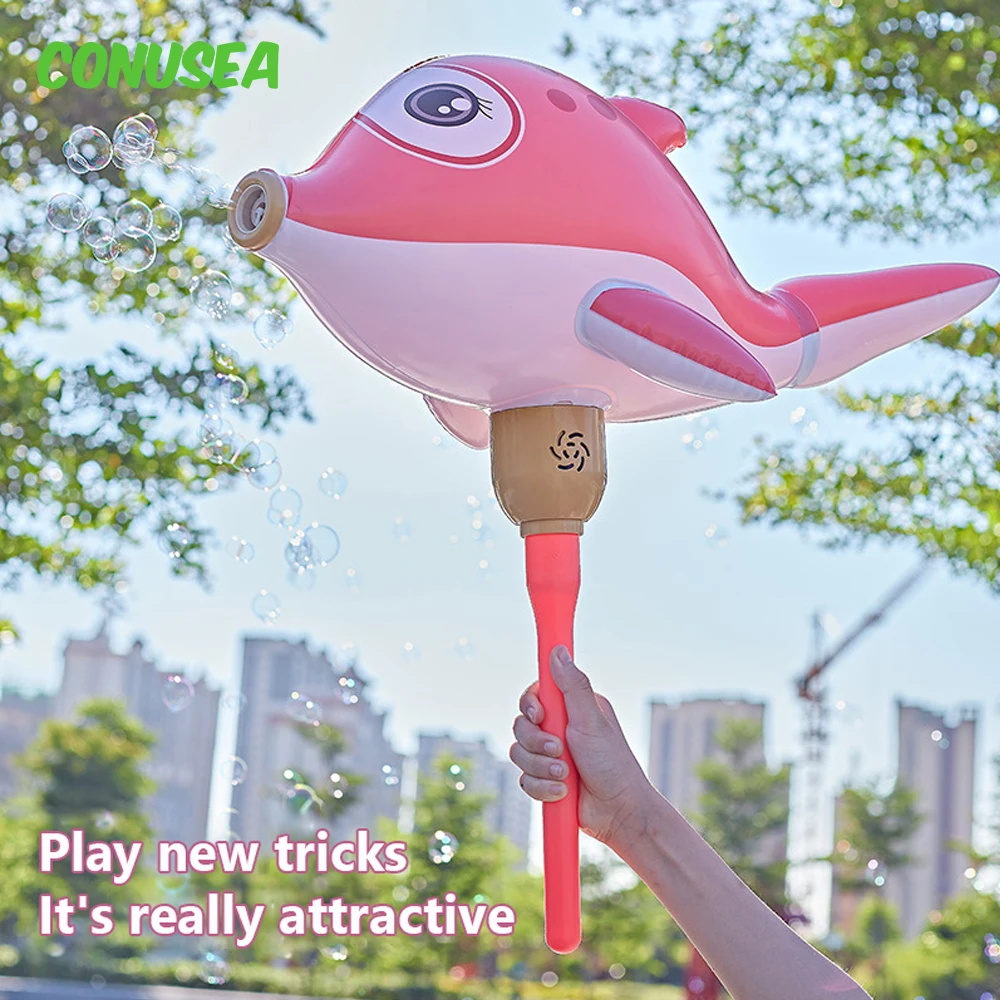 

2022 Bubble Gun Machine Toy Large Electric Inflatable Dolphin Soap Bubble Maker Blower Kids Toys for Children Baby Outdoor Game