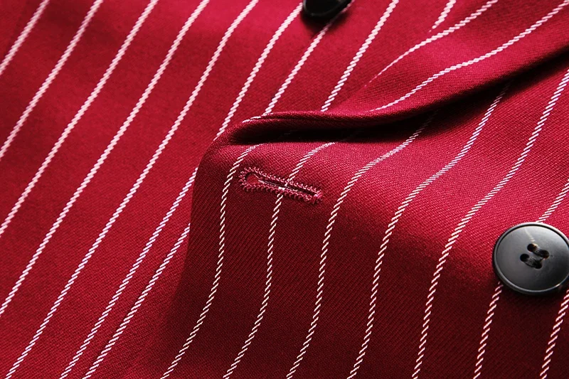 Fashion Men Double Breasted Striped Suit 2 Piece Black / Wine Red Homme Business Social Wedding Party Blazers and Trousers 224 Sccb5221fc498416aa9537109cd32040bm