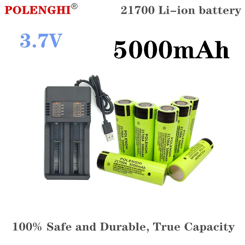 100% true capacity 21700 3.7V 5000mAh flat top lithium-ion rechargeable battery, used for flashlight and car battery components
100% true capacity 21700 3.7V 5000mAh flat top lithium-ion rechargeable battery, used for flashlight and car battery components