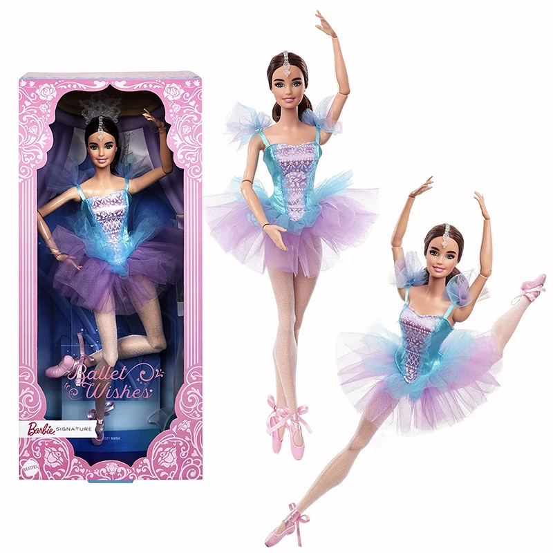 

Barbie Signature Ballet Wishes Doll Brunette 12 In Posable Wearing Ballerina Costume Tutu Pointe Shoes Tiara Model Gifts Toys