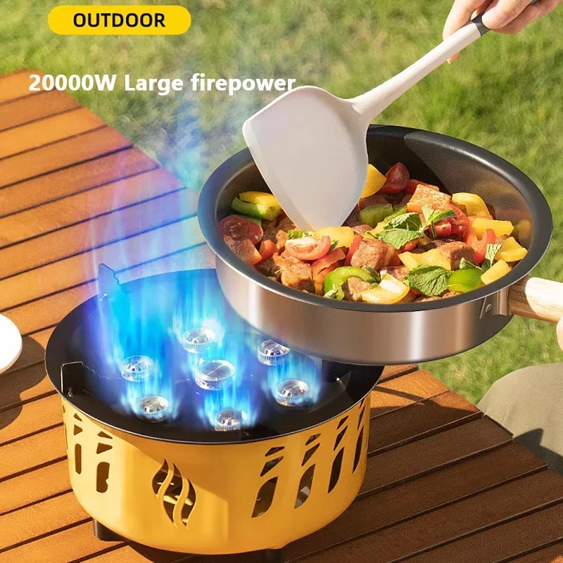 

7 Core Strong Firepower Camping Stove Portable Tourist barbeque Gas grills Windproof Outdoor Stoves Hiking BBQ Cooking Cookware