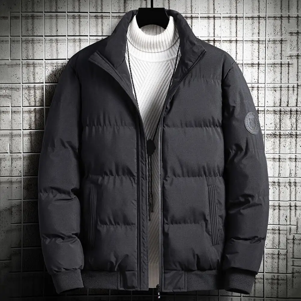 

Ветрозащитное зимнее пальто для мужчин, зимняя куртка-пуховик для мужчин, изолированное пальто на молнии с воротником-стойкой, утепленное пальто