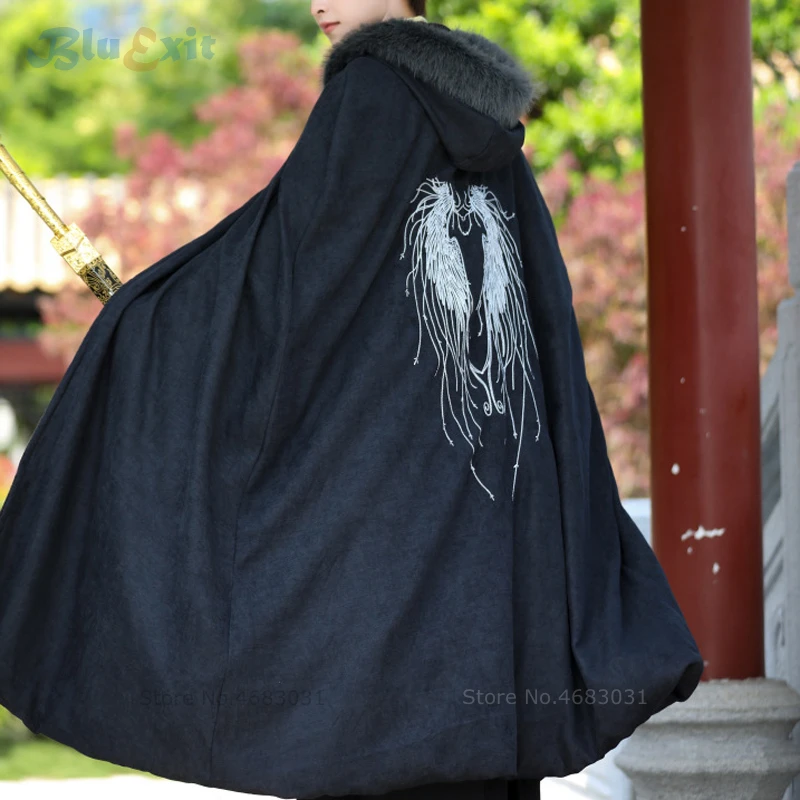 Long Hooded Hanfu Cloak Cape Embroidered Phoenix Tang Song Dynasty Chinese Traditional Ancient Costume Winter Faux Fur Collar
Long Hooded Hanfu Cloak Cape Embroidered Phoenix Tang Song Dynasty Chinese Traditional Ancient Costume Winter Faux Fur Collar