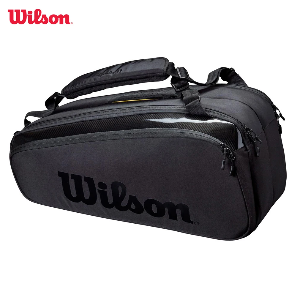 

Wilson Super Tour Pro Staff 9 Pack Fine-knit Coating Tennis Bag Double Deck Racket Backpack Tennis Racquet Bag with Insulation