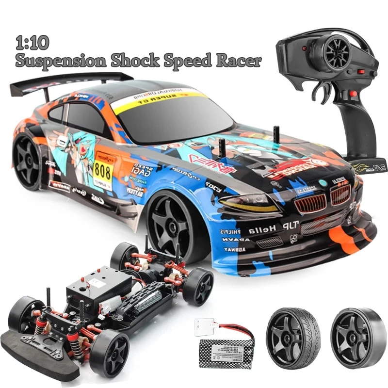 

1/10 70km/h Remote Control Car 4wd High Speed Drift 2.4g Rc Car Shock Absorber Anti-collision Rc Toys Christmas Gift