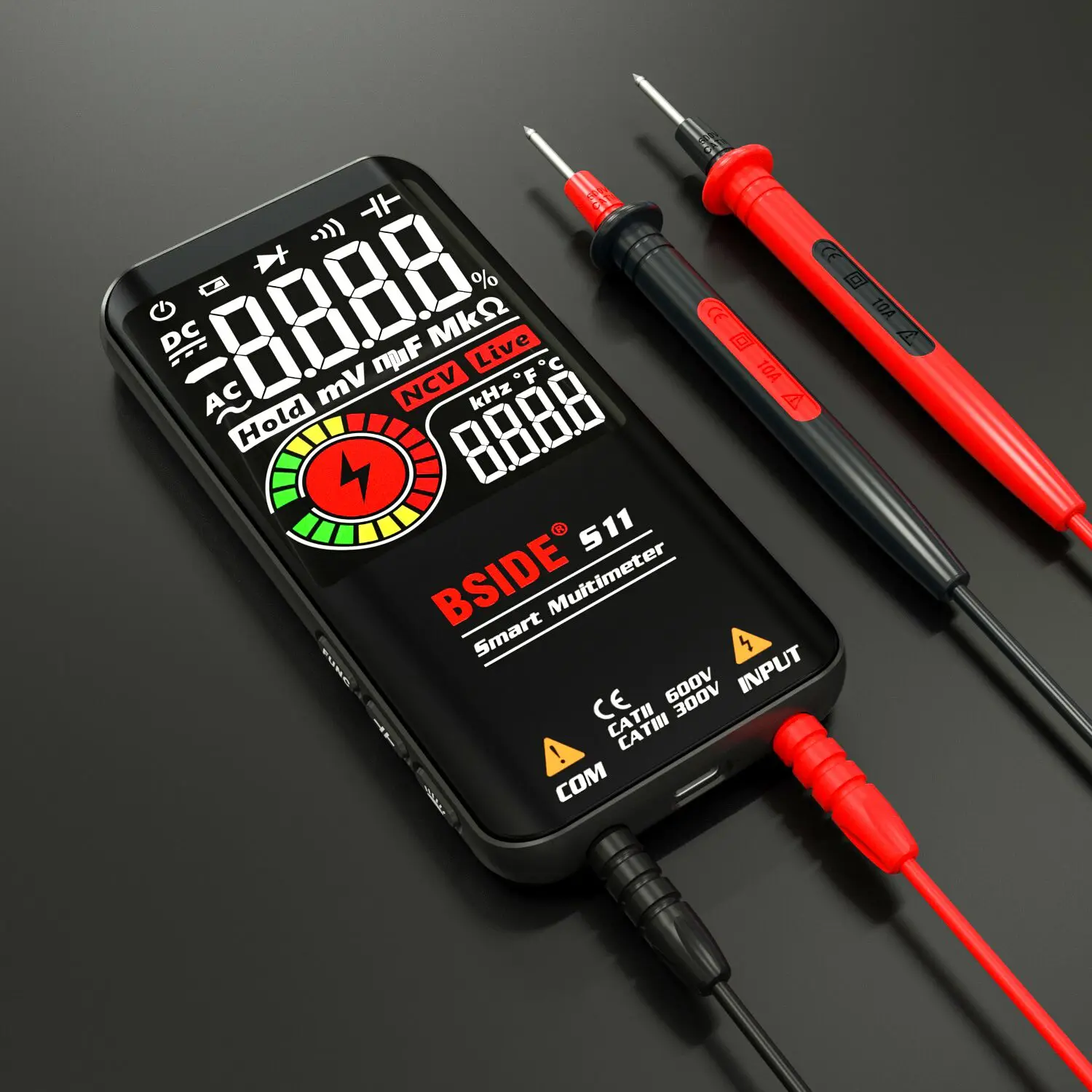 S10/S11/S20 Digital Multimeter 9999 counts AC/DC Voltage Capacitor Ohm Diode NCV Hz Tester with Color LCD Display
S10/S11/S20 Digital Multimeter 9999 counts AC/DC Voltage Capacitor Ohm Diode NCV Hz Tester with Color LCD Display
