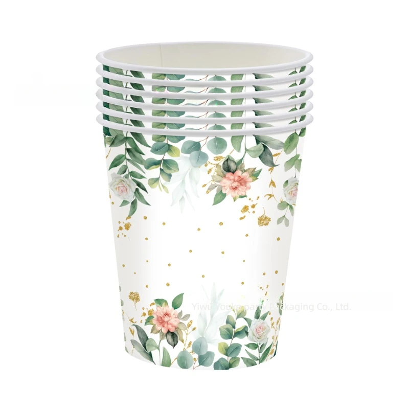 Sage Paper Plate, Eucalyptus Leaf Plate, Flower Disposable Paper Cup, Tissue Tablecloth, Wedding, Birthday Party Tableware Sage Paper Plate, Eucalyptus Leaf Plate, Flower Disposable Paper Cup, Tissue Tablecloth, Wedding, Birthday Party Tableware