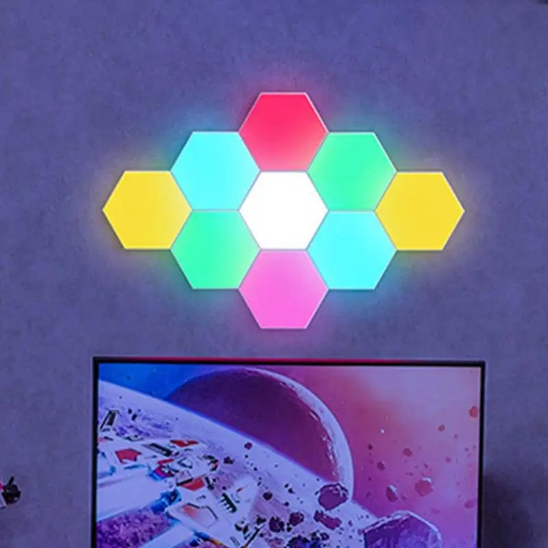 

RGB Intelligent Hexagonal Wall Light USB Powered Remote Control Hexagon Lighting Touch Sensitive Color Changing LED Panels