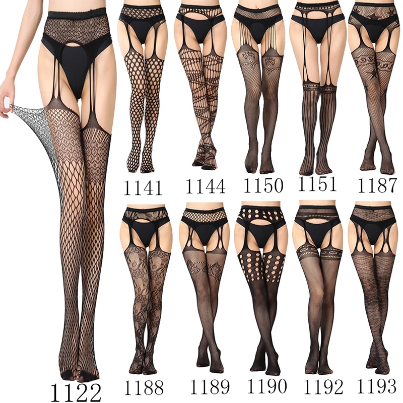 

Hot Sale Girls Erotic Stockings With Garter Belt For Women Fishnet Pantyhose Plus Size Thigh High Socks Sexy Mesh Lingerie