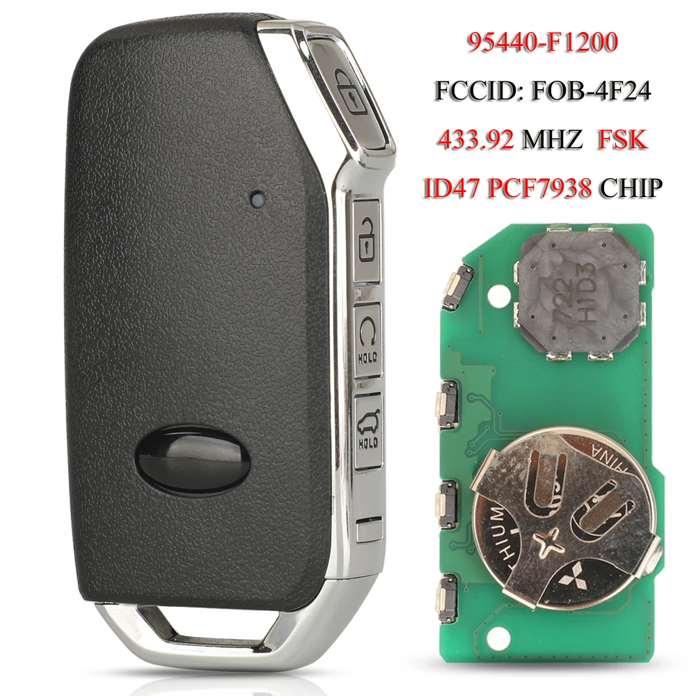 

jingyuqin 95440-F1200 Remote Smart Car Key For KIA Sportage 2019+ 434Mhz FSK ID47 PCF7938 Chip FOB-4F24 Keyless Go